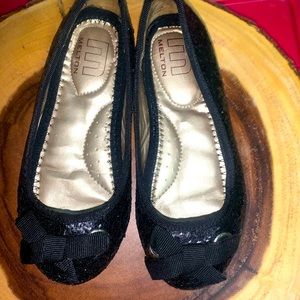 Girls Melton Black Glitter Dress Shoe Size 11